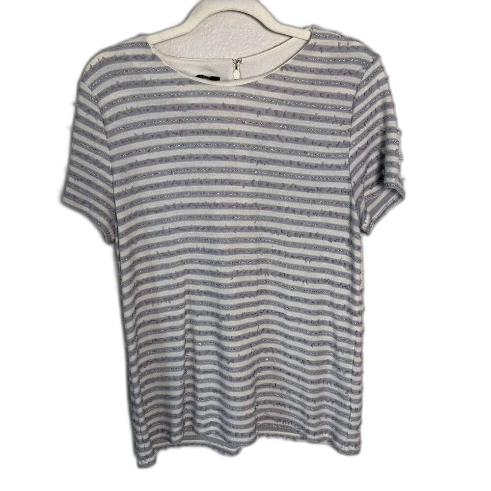 Talbots Metallic Eyelash Striped Back-Zip Classic Prep Coastal Chic (Size XL)